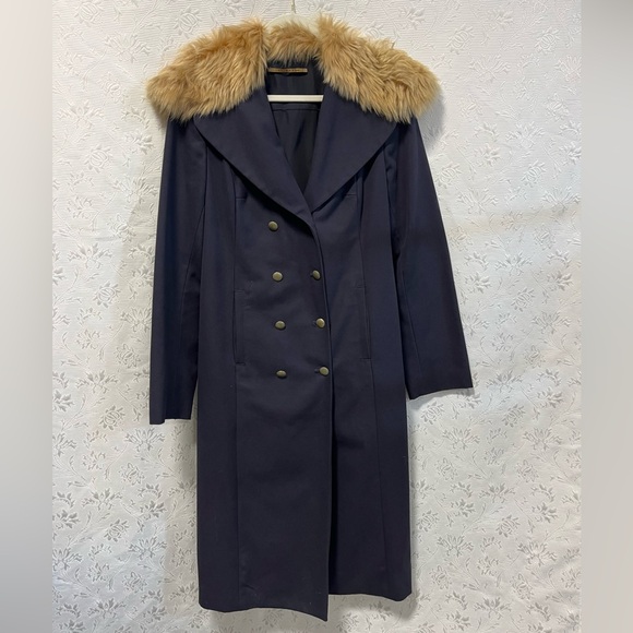 Jenni Kanye Navy Blue Coat with Fur Collar - Picture 1 of 7